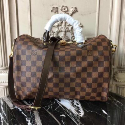 Replica Louis Vuitton Damier Ebene Canvas Speedy Bandouliere 35 N41366